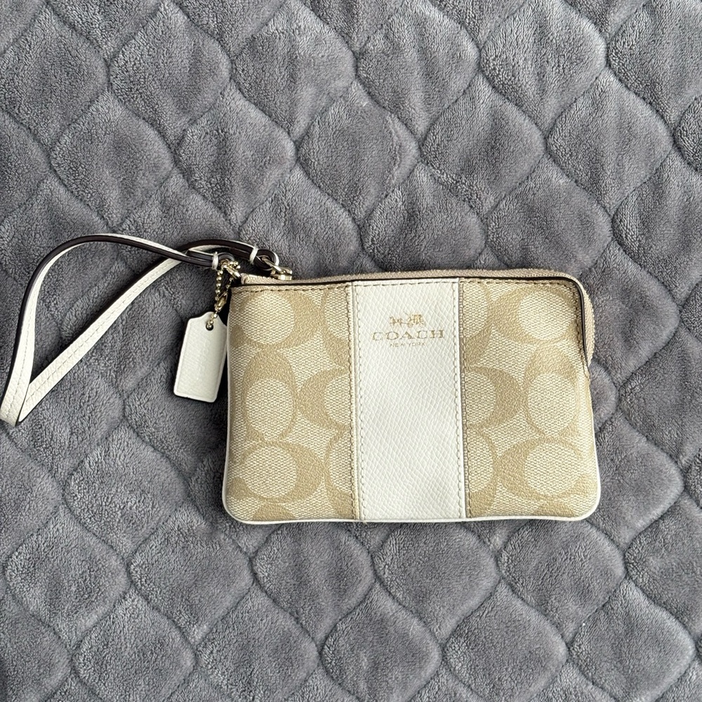 Coach Corner Zip Wristlet in Signature Coated Canvas